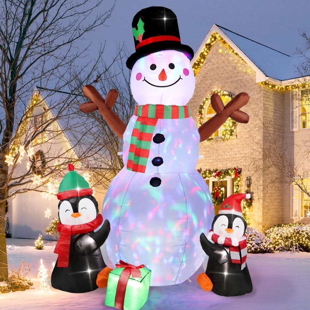 OurWarm 6FT Christmas Inflatables Outdoor Decorations, Lighted Inflatable Snowman Penguin Christmas Blow Up Yard Decorations with LED Lights for Yard Lawn Garden Indoor Outdoor Christmas Decorations