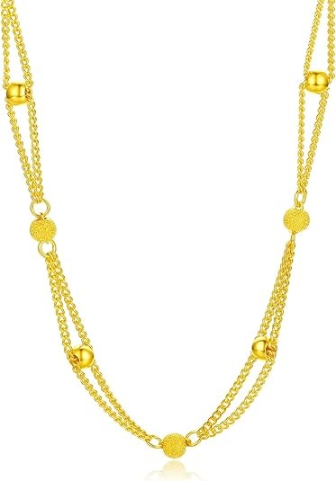 24K Solid Gold Necklace for Women, Real Pure Gold Jewelry Dainty Oval Clip Link Chain Necklace for Men Girlfriend