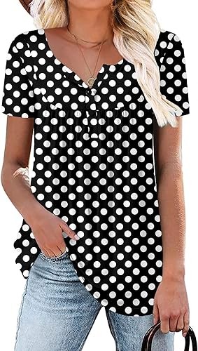 ROSELINLIN Women's Short Sleeve Shirts and Long Sleeve Floral Tops Loose Fit for Leggings