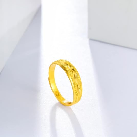 24K Solid Gold Floral Ring for Women, Adjustable Flower Style Ring for Girlfriend Wedding Anniversary Engagement